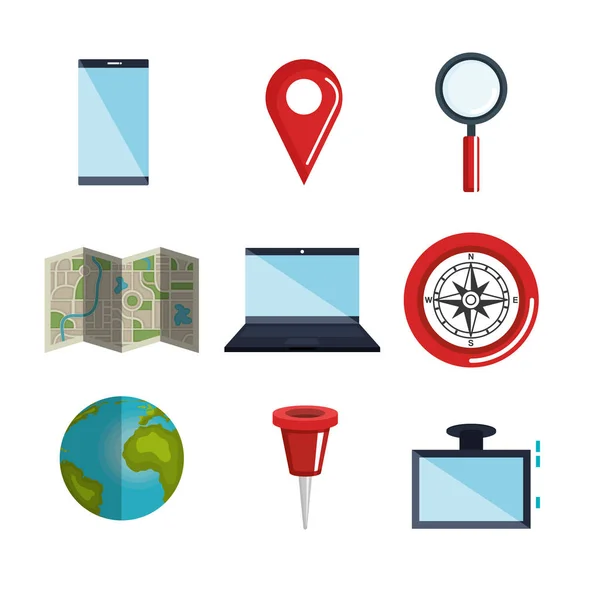 Gps iconos de aplicaciones de navegación — Vector de stock