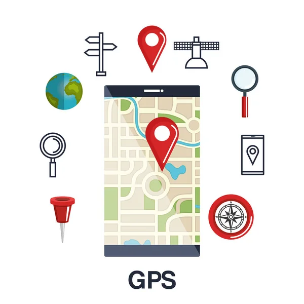 GPS uygulaması ile tablet — Stok Vektör
