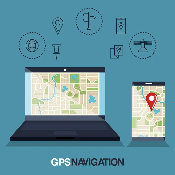 Ikony aplikací GPS navigace — Stockový vektor