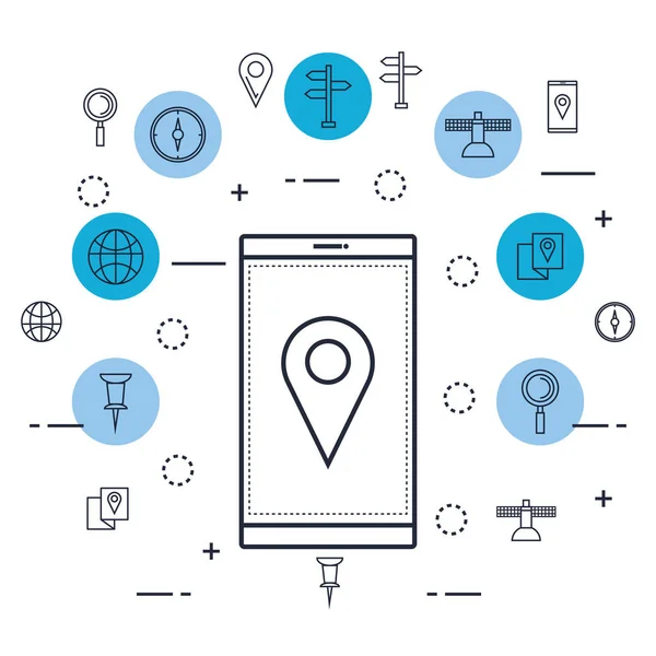 GPS navigasyon app simgeleri — Stok Vektör