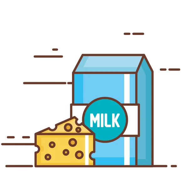 Caixa de leite com queijo — Vetor de Stock