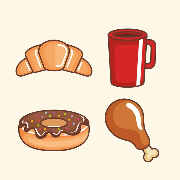 Deliciosos iconos de comida rápida — Vector de stock