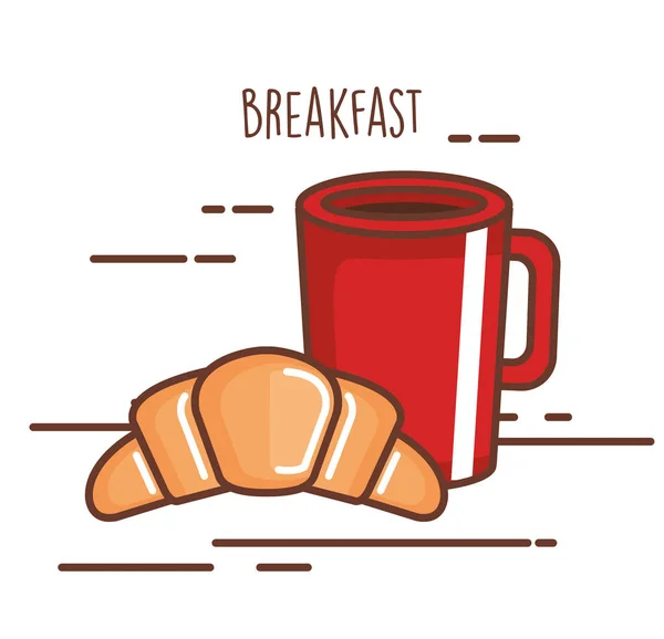 Heerlijke koffie drinken met croissant — Stockvector