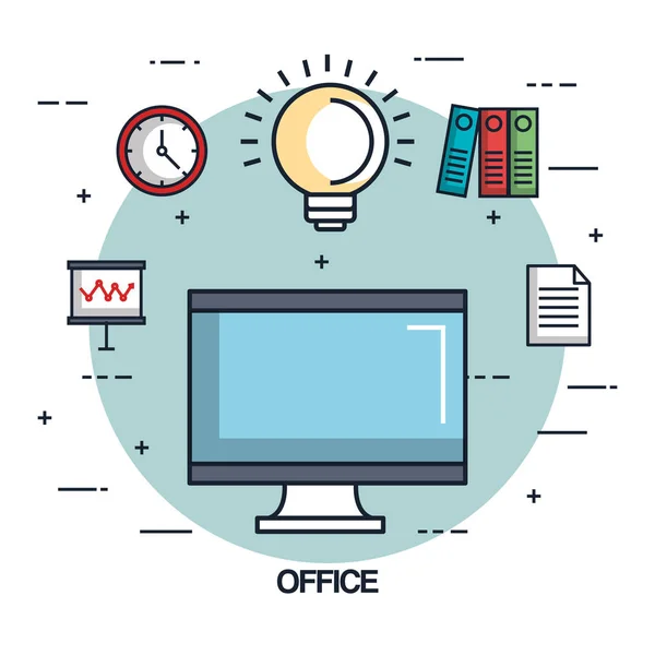 Biuro laptop idea pracy business elementu — Wektor stockowy