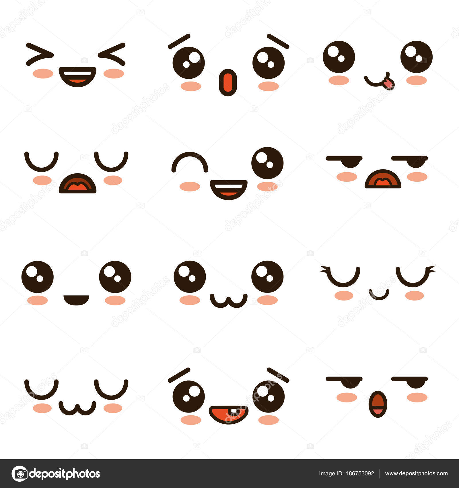 Cute faces kawaii emoji cartoon Stock Vector by ©yupiramos 186753092