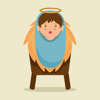 mutlu Noeller bebeğim bir yemlikte yatan İsa