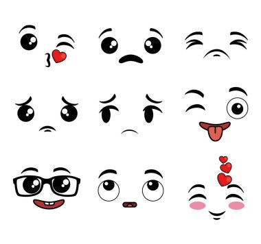 şirin emoji karikatür yüz topluluğu