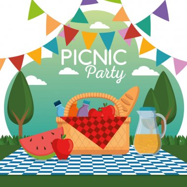 renkli piknik parti poster