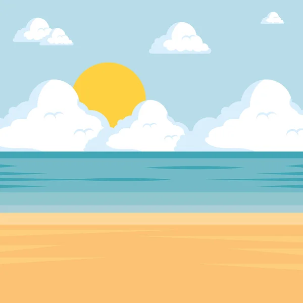 Hermoso paisaje hora de verano en el diseño de la playa — Vector de stock