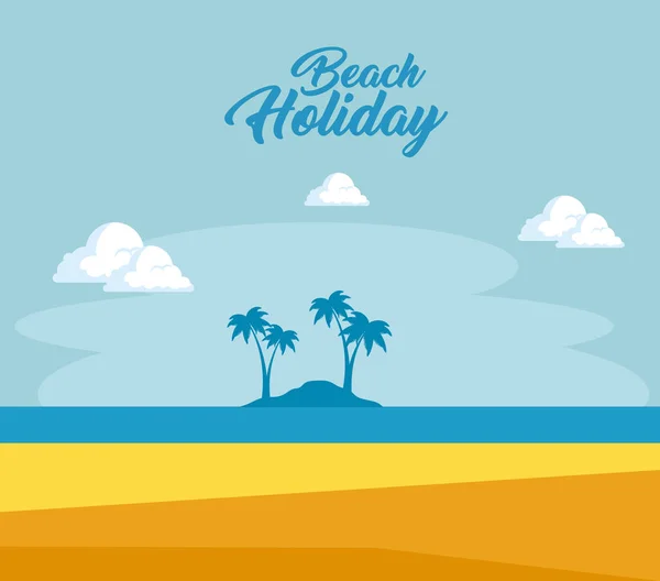 Beautiful landscape summer time on the beach design — Stock Vector