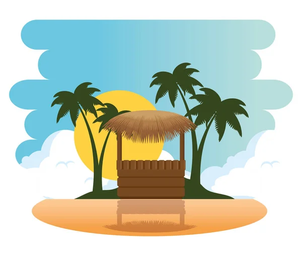 Літній відпочинок на пляжі плакат — стоковий вектор