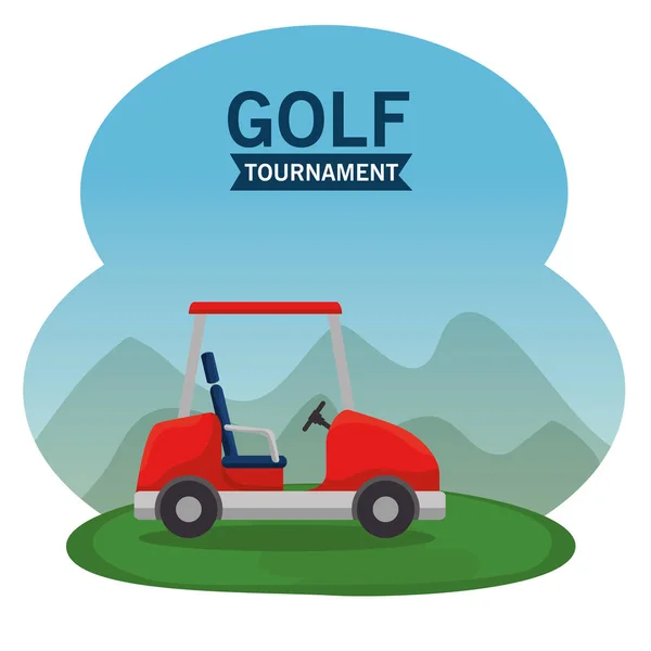Golf car on a golf course design — Stock Vector