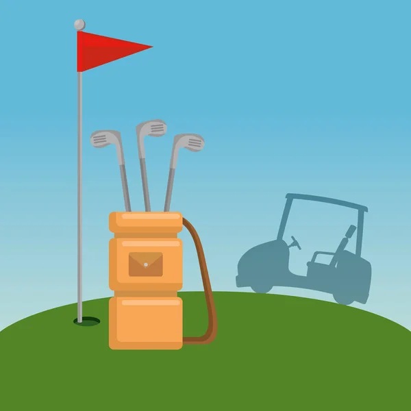 Golf araç ve ekipman golf sahası tasarımı — Stok Vektör