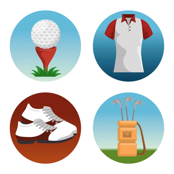 Coloridos iconos de golf conjunto — Archivo Imágenes Vectoriales