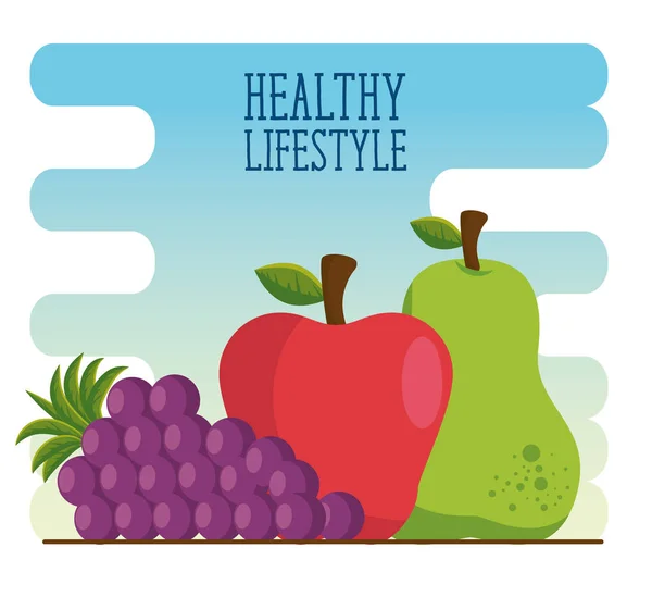 Healthy lifestyle eat fruits design — Stock Vector