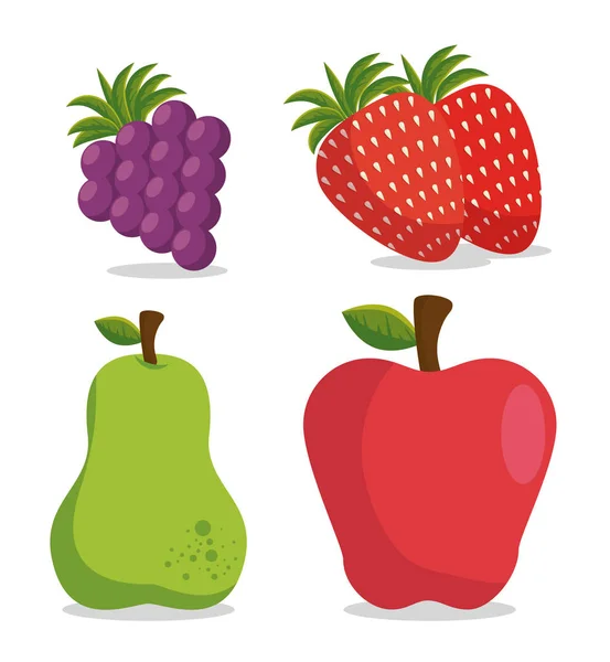 Estilo de vida saludable comer frutas diseño — Vector de stock