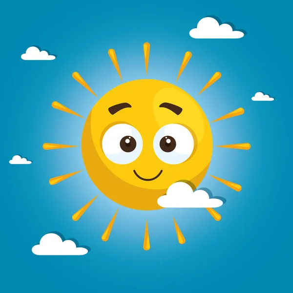 Summer sun face cartoon — Stock Vector