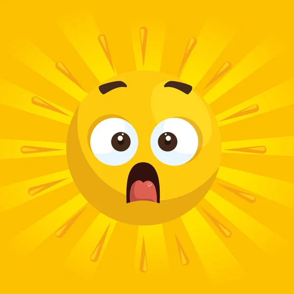 Summer sun face cartoon — Stock Vector