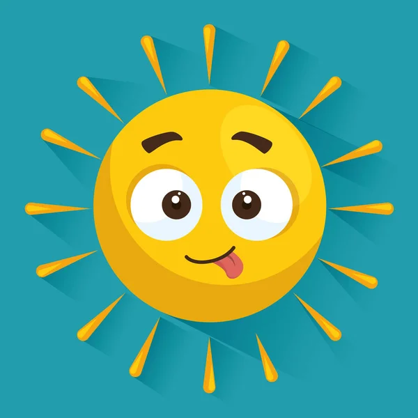 Summer sun face cartoon — Stock Vector