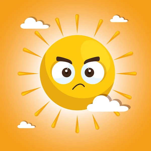 Sommer Sonne Gesicht Karikatur — Stockvektor