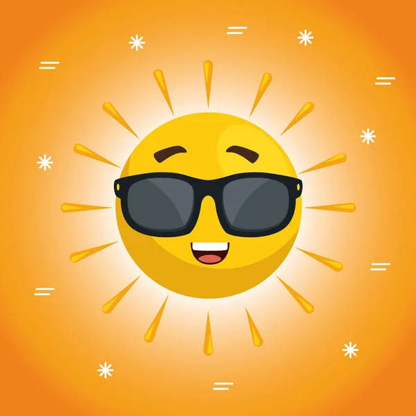 Summer sun face cartoon — Stock Vector