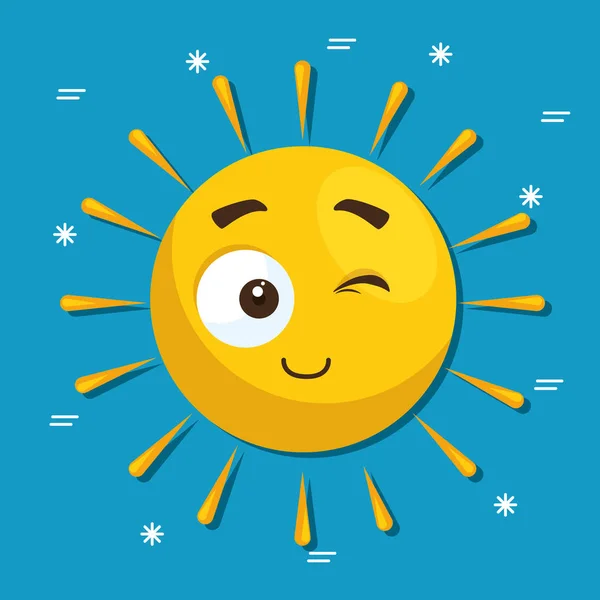 Summer sun face cartoon — Stock Vector