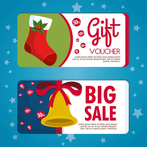 Christmas gift voucher gift card — Stock Vector