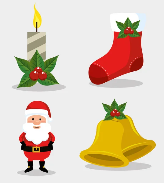 Conjunto de ícones de Natal coloridos — Vetor de Stock