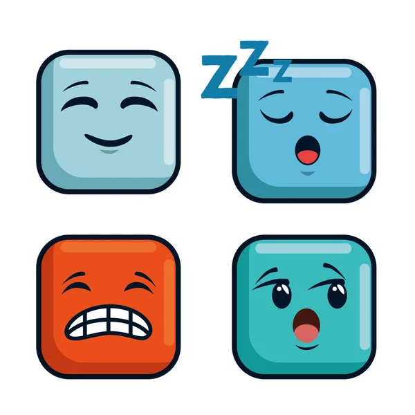 Émoticônes émoticônes mignons visages émotionnels icônes — Image vectorielle