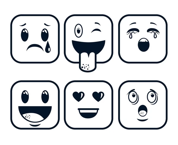 Милі емоційовані емоційні обличчя значки — стоковий вектор
