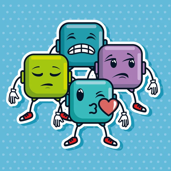 Τα εικονίδια emoji χαριτωμένο emoticons συναισθηματική αντιμετωπίζει — Διανυσματικό Αρχείο