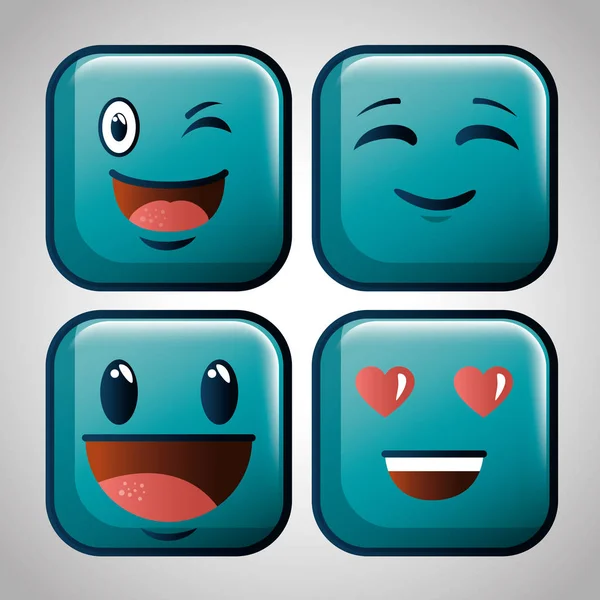 Cute emoji emoticons emotional faces icons — Stock Vector