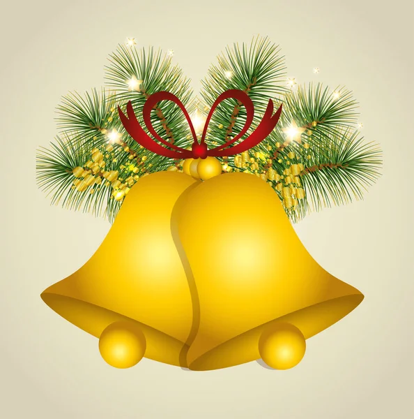 Weihnachten Hintergrund mit goldenen Glocken — Stockvektor