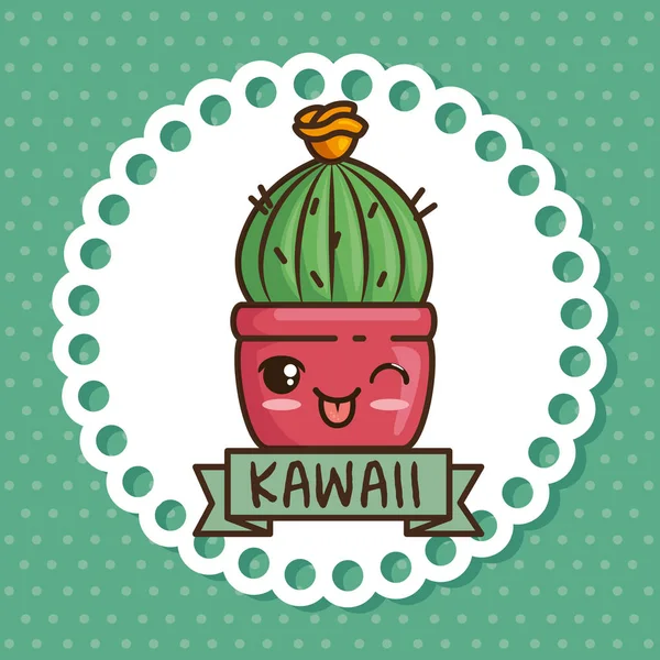 Kawaii hrnec přírodní rostlinné kreslený — Stockový vektor