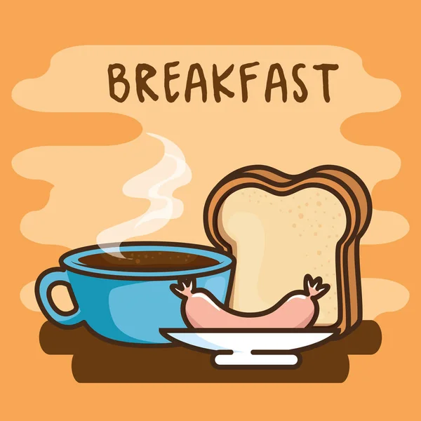 Schattig kawaii ontbijt eten cartoon — Stockvector