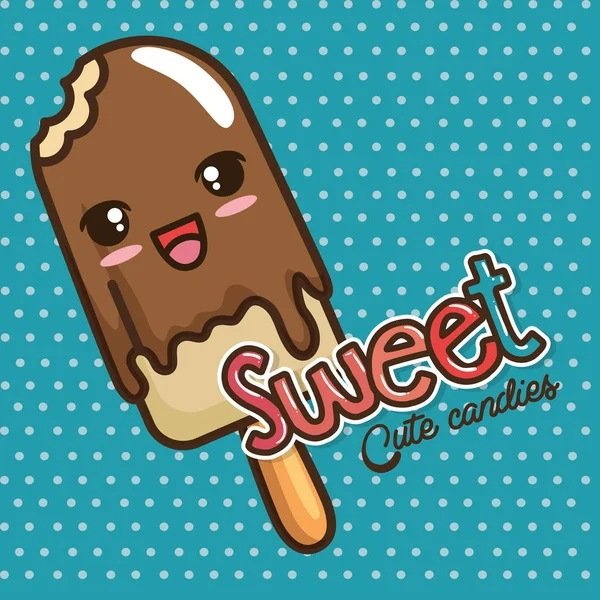 Kawaii tatlılar ve şekerler karikatür — Stok Vektör