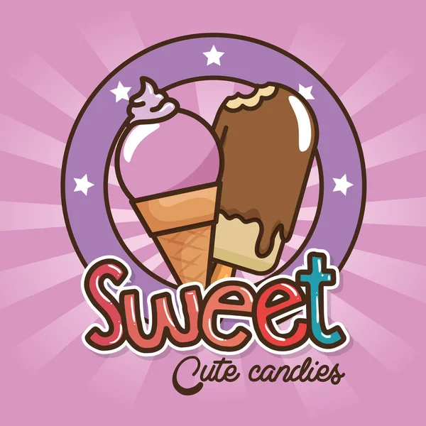 Kawaii sweets and candies cartoon — Stock Vector