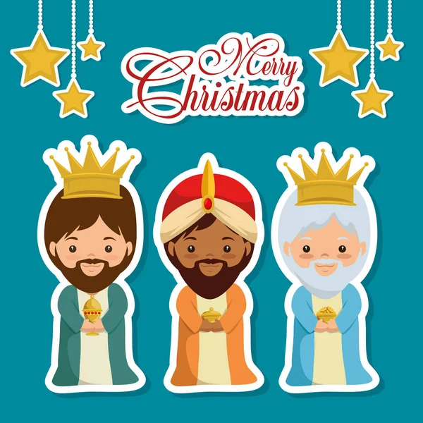 Merry christmas three magic and wise kings — Stock Vector