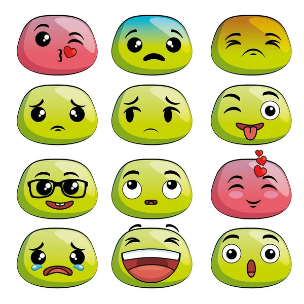 Niedliche Emoji-Cartoon-Symbole — Stockvektor