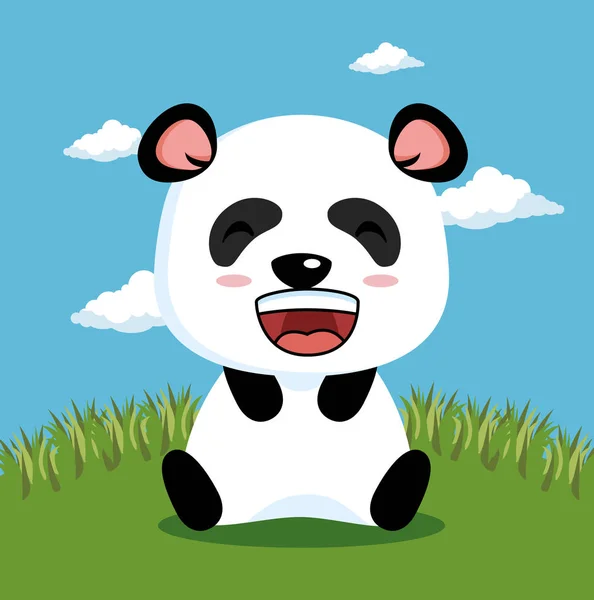 Cute panda animal cartoon — Stock Vector