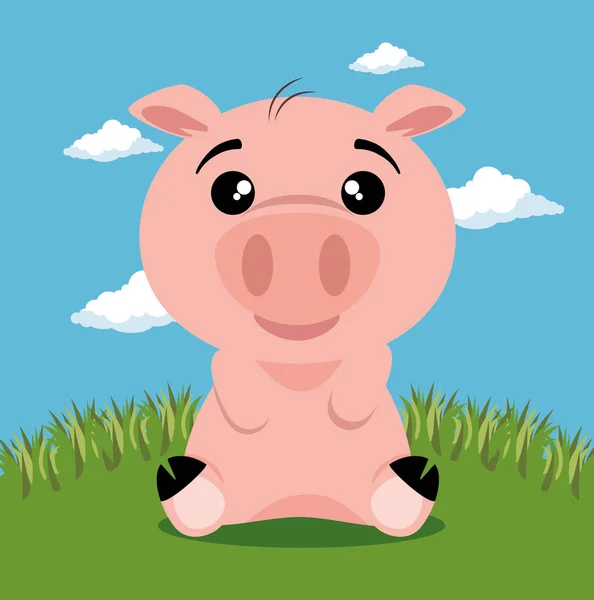 Cute pig animal cartoon — Stock Vector