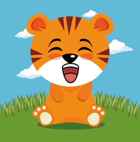 Niedlicher Tiger Animal Cartoon — Stockvektor