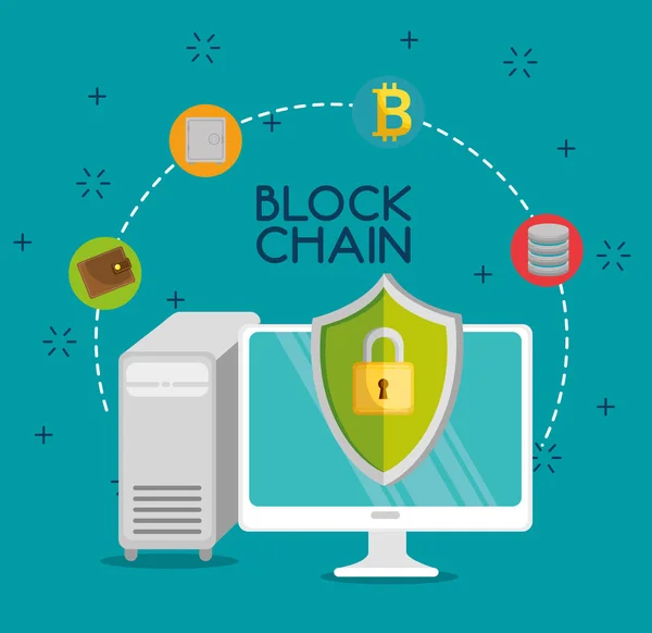 Block chain tecnology koncept — Stock vektor
