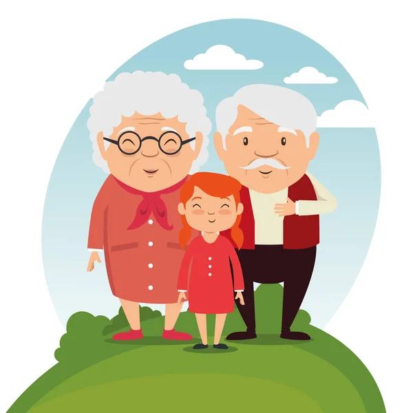 Großelternfamilie mit Enkeln — Stockvektor