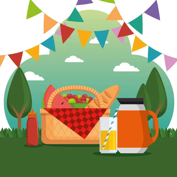 Poster colorato della festa da picnic — Vettoriale Stock