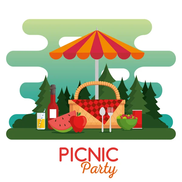 Colorful picnic party poster — Stock Vector