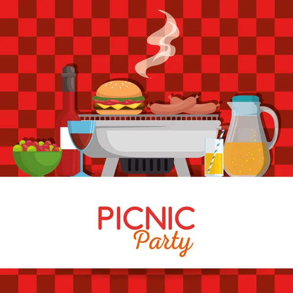 Poster colorato della festa da picnic — Vettoriale Stock
