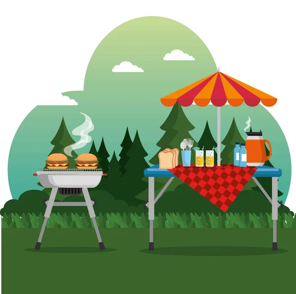 Sommer-Picknick im Freien Grill — Stockvektor