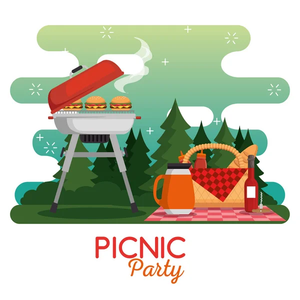 Poster colorato della festa da picnic — Vettoriale Stock