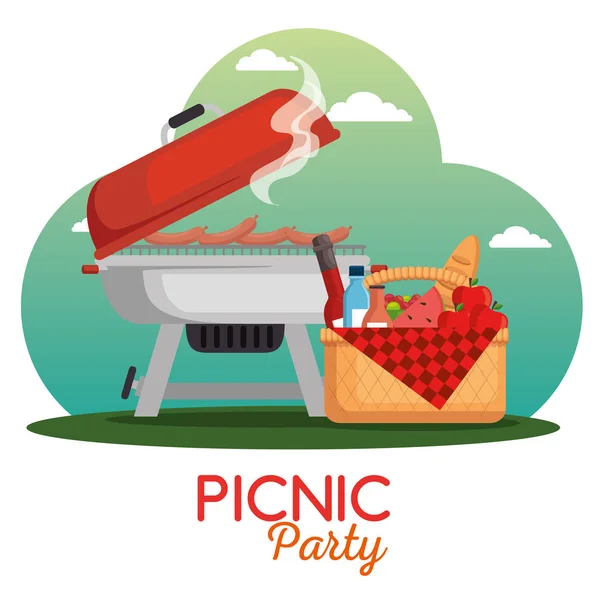 Buntes Picknick-Party-Plakat — Stockvektor